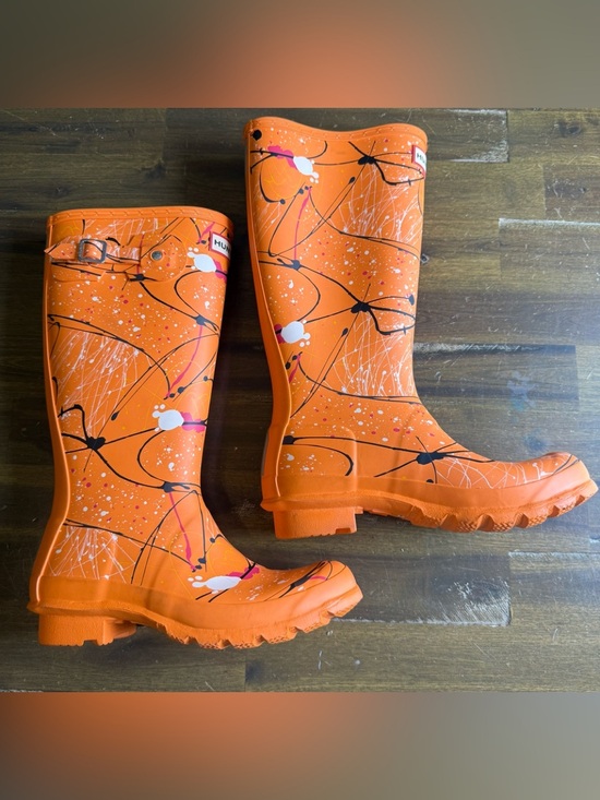 Hunter Shoes - Hunter Paint Splatter Rain Boots - Orange